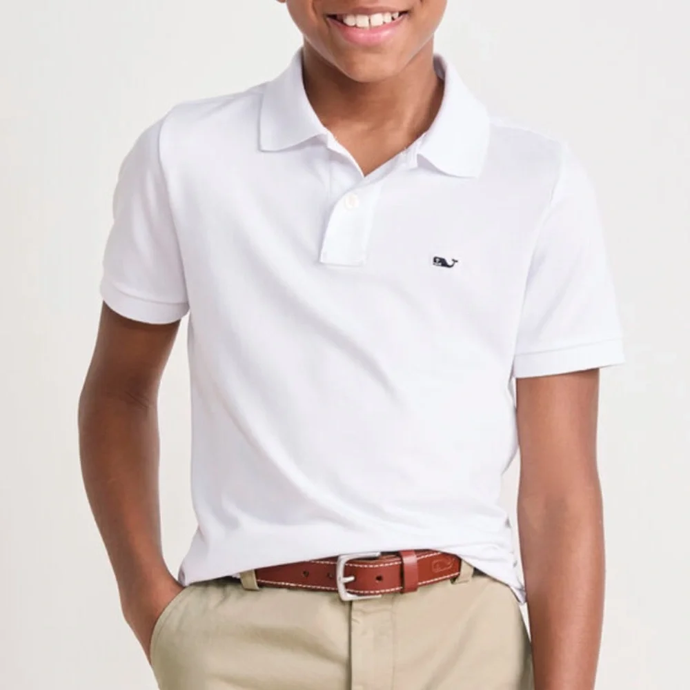 VINEYARD VINES BOYS WHITE COLLAR SHORT SLEEVE SHIRT SIZE XL